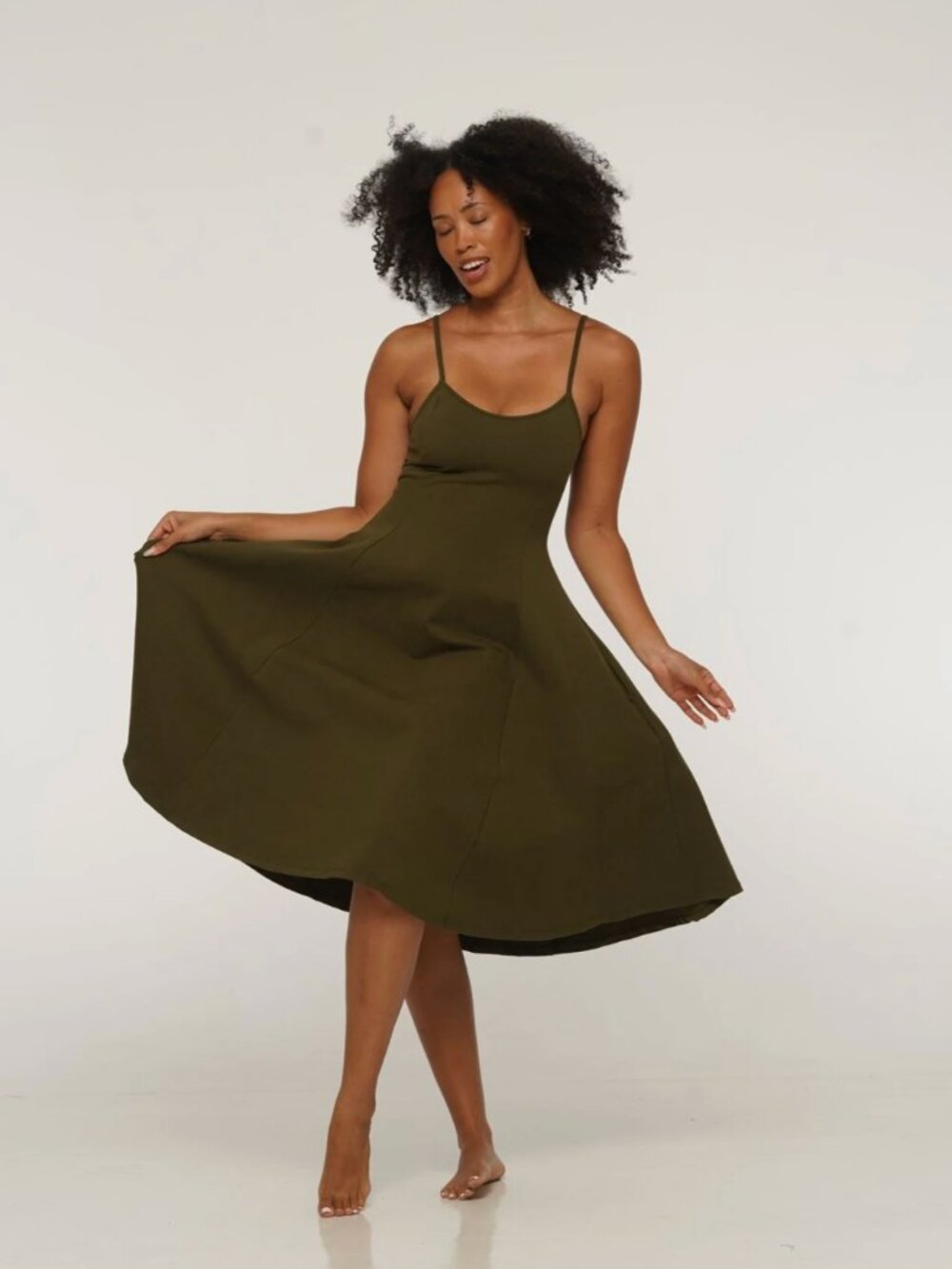 Manners London Asri Dress in Khaki Green Size Large (Petite)